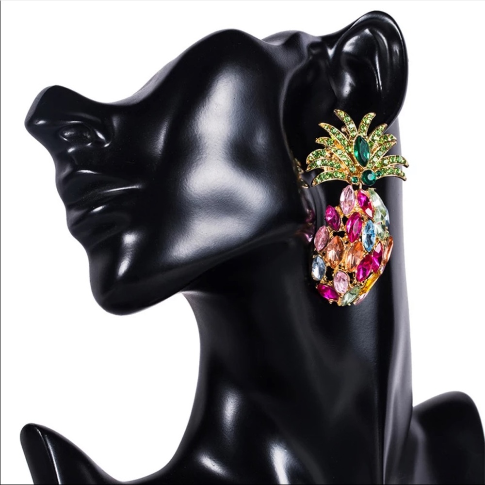 *NEW* Big Inlaid Colorful Rhinestone Cool Earrings - Picture 6 of 6